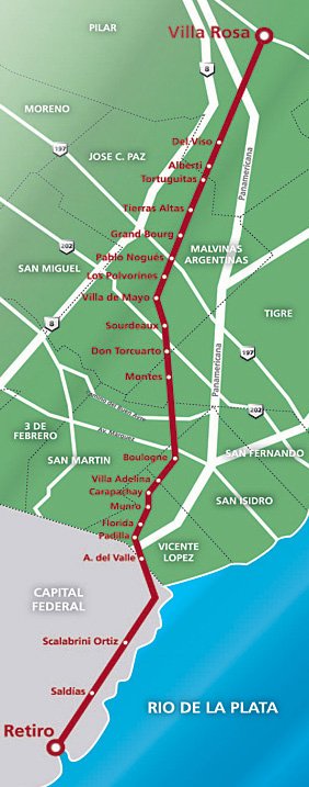 mapa tren belgrano sur